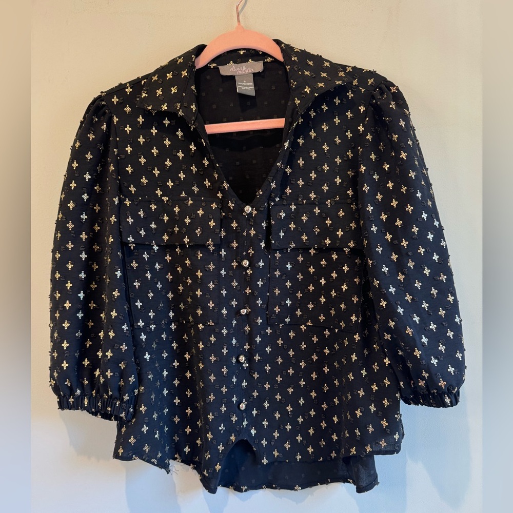 Olivia & Martin Black & Gold Festive Top